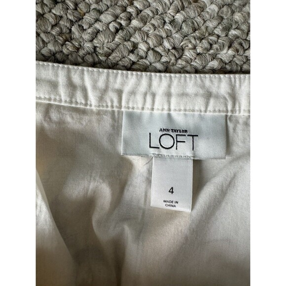 Ann Taylor LOFT A-Line Skirt Floral Yellow White Brown 100% Cotton SIZE 4 - Picture 7 of 9